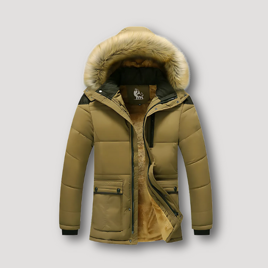 Quilted Padded Detachable Hood Parka Winter Jacket for Men