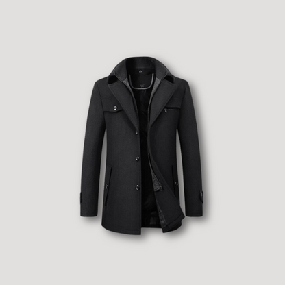 Slim Fit Trench Coat Woolen Overcoat Mens