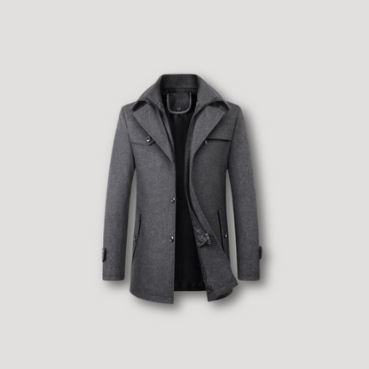 Slim Fit Trench Coat Woolen Overcoat Mens