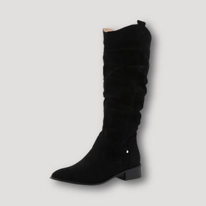 Slouchy Women in Knee High Boots Suede