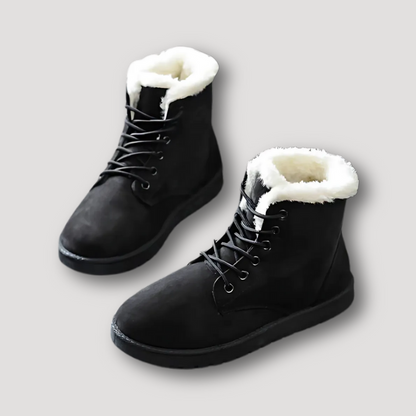 Faux Fur Lined Lace Up Ankle Winter Boots Women Australia