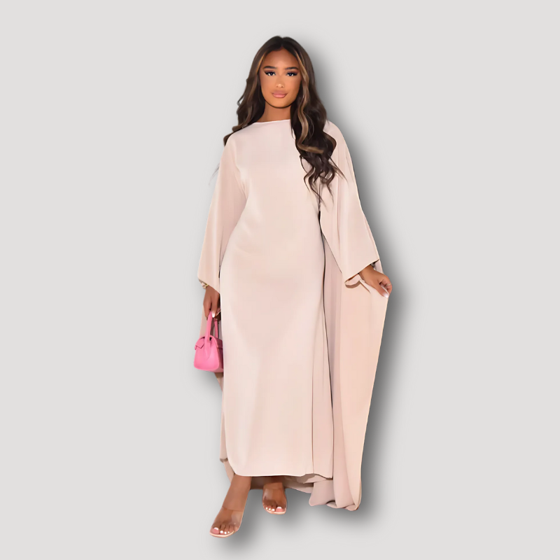 Bat Sleeve Solid Color Long Dress for Women