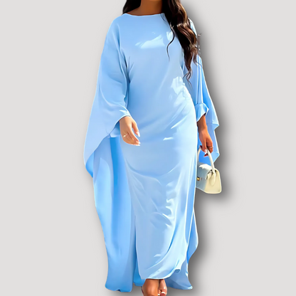 Bat Sleeve Solid Color Long Dress for Women