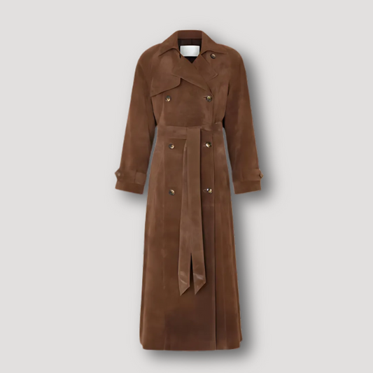 Tie Waist Brown Long Trench Coat Coat Women