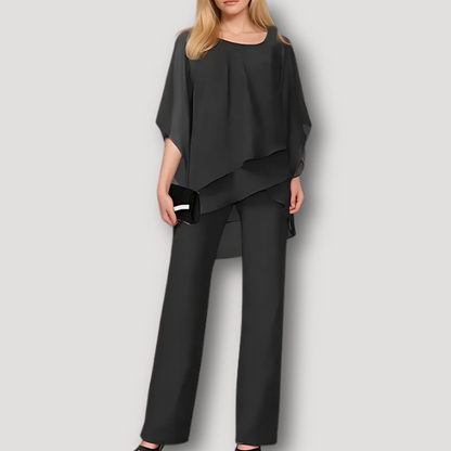 Asymmetrical Off-shoulder Top and Wide Leg Pants Matching Set Women