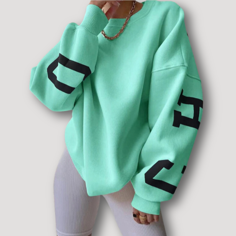 Chicago Letter Graphic Drop Shoulders Oversized Sweatshirt Women