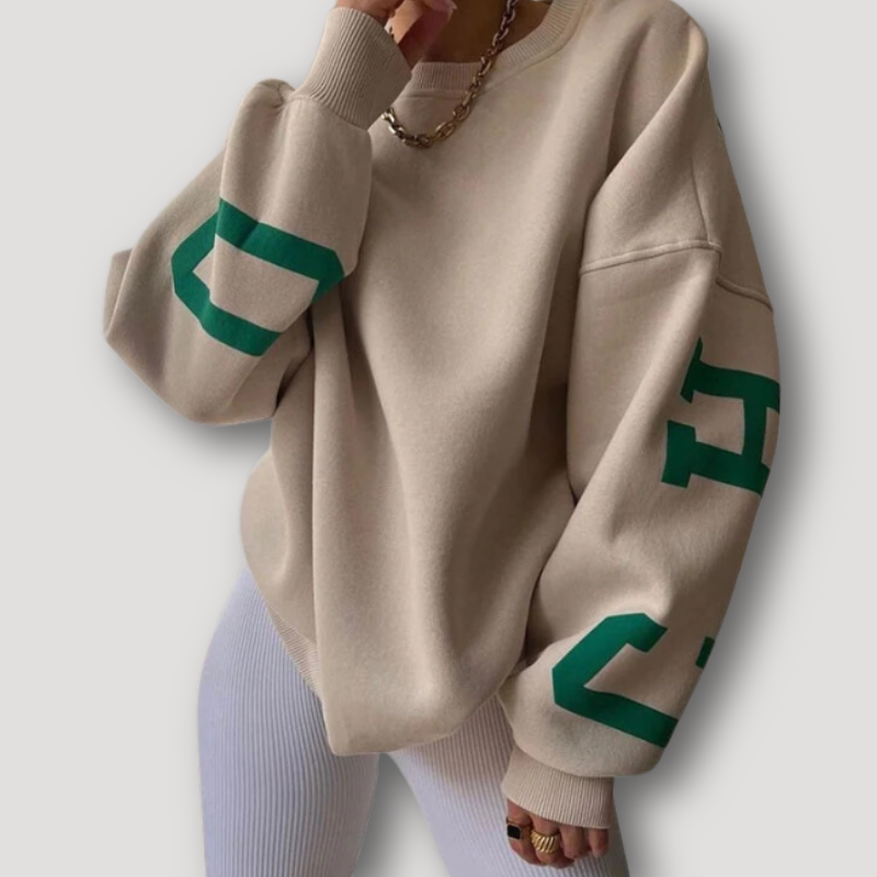 Chicago Letter Graphic Drop Shoulders Oversized Sweatshirt Women