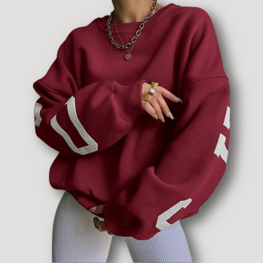 Chicago Letter Graphic Drop Shoulders Oversized Sweatshirt Women