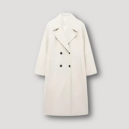 Long Overcoat Double Breasted Wool Coat for Women