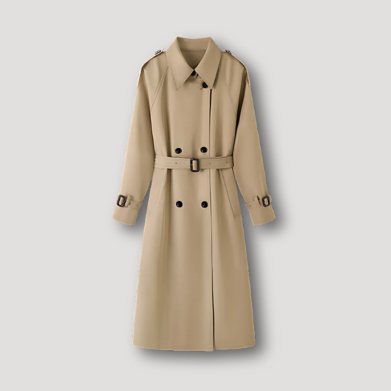 Belted Waist Beige Trench Coat Coat for Women