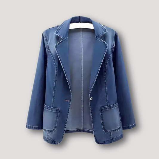 Vintage Blue Denim Blazer for Women