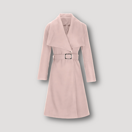 Shawl Collar Belted Waist Winter Coat Long Women