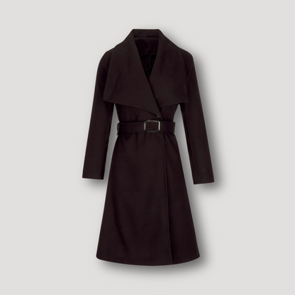 Shawl Collar Belted Waist Winter Coat Long Women