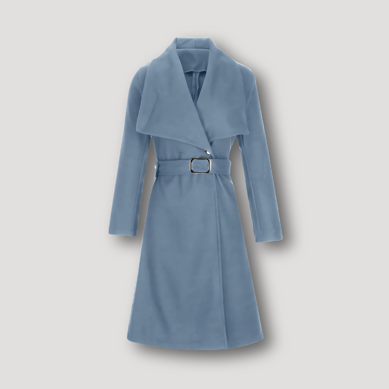 Shawl Collar Belted Waist Winter Coat Long Women