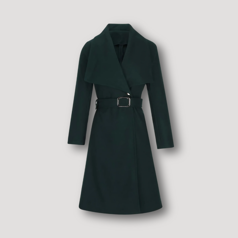 Shawl Collar Belted Waist Winter Coat Long Women