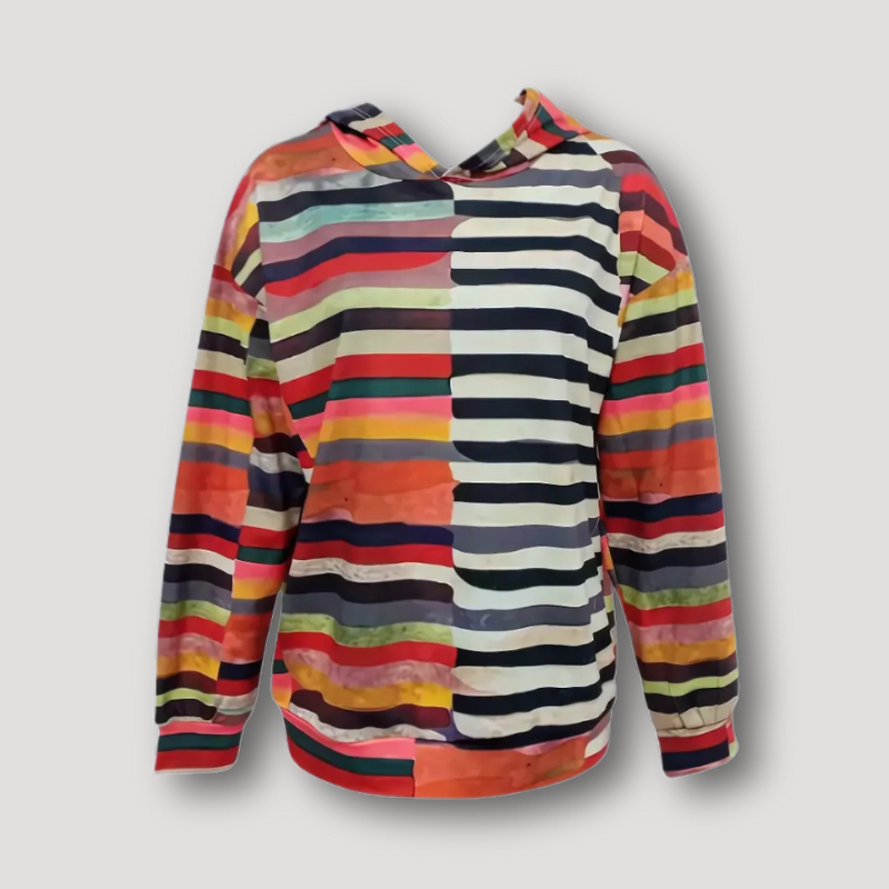 Multicolor Stripe Hoodie for Women Colorful Hooded Sweatshirt