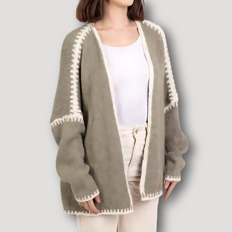 Chunky Stitching Drop Shoulder Long Cardigan for Women