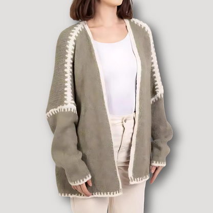 Chunky Stitching Drop Shoulder Long Cardigan for Women