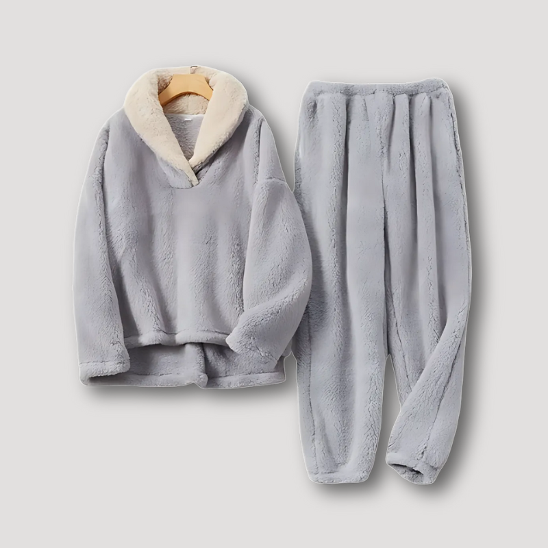 Sherpa Collar Fleece Pajama Set Women