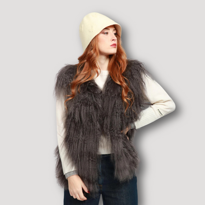 Open Front Sleeveless Fur Vest Women