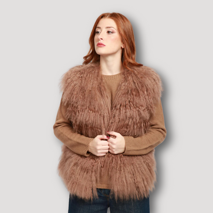 Open Front Sleeveless Fur Vest Women