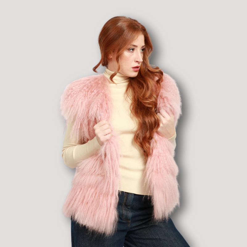 Open Front Sleeveless Fur Vest Women