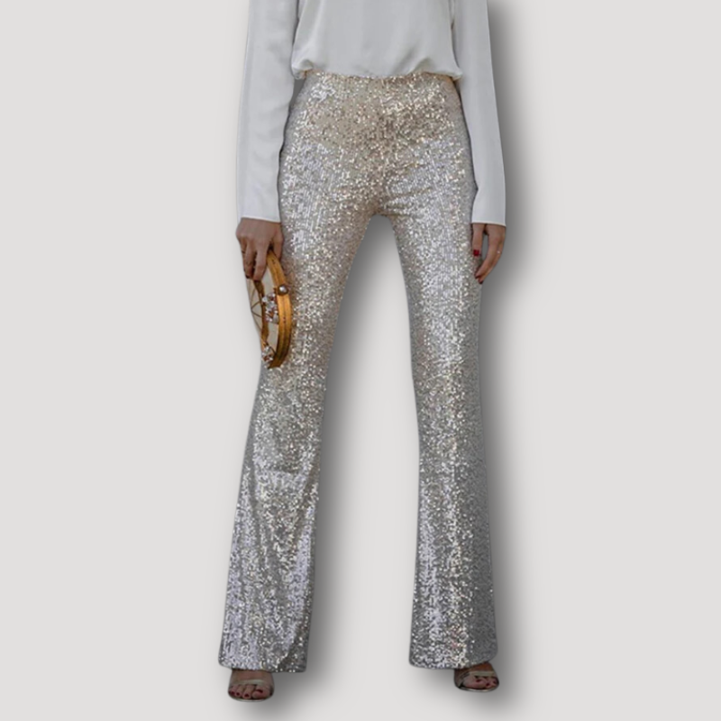 Sparkly High Waisted Women's Sequin Pants Flare