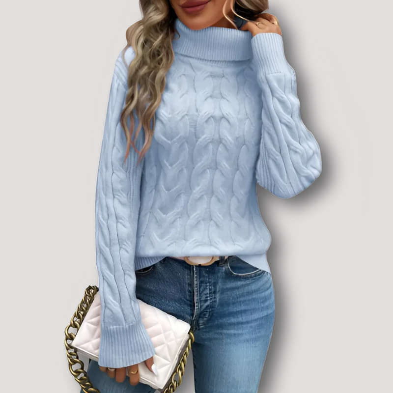 Turtleneck Chunky Cable Knit Sweater Women