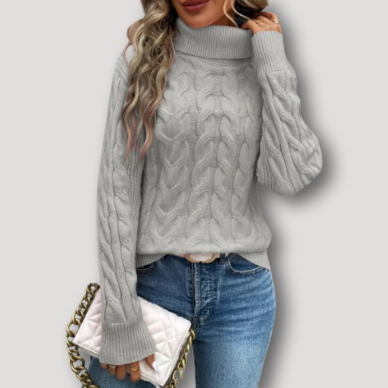 Turtleneck Chunky Cable Knit Sweater Women