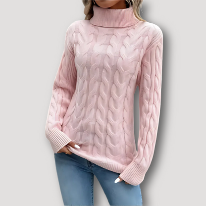 Turtleneck Chunky Cable Knit Sweater Women