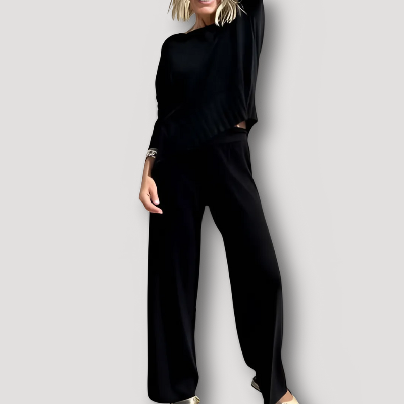 2 Piece set Relaxed Fit Sweater and Wide Leg Pants Matching Set