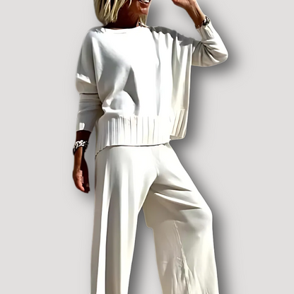 2 Piece set Relaxed Fit Sweater and Wide Leg Pants Matching Set