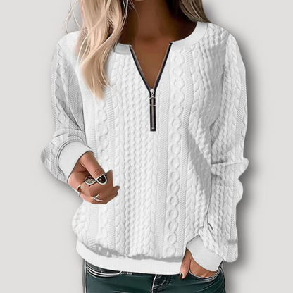 Quarter Zip Cable Knitted Sweater for Women