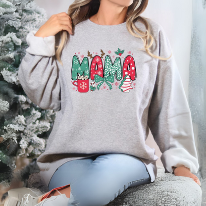 Oversized MAMA Christmas Graphic Sweatshirt Women