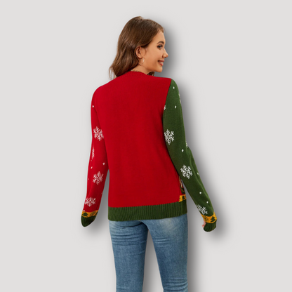 Nutcracker Red Green Long Sleeve Christmas Knit Cardigan