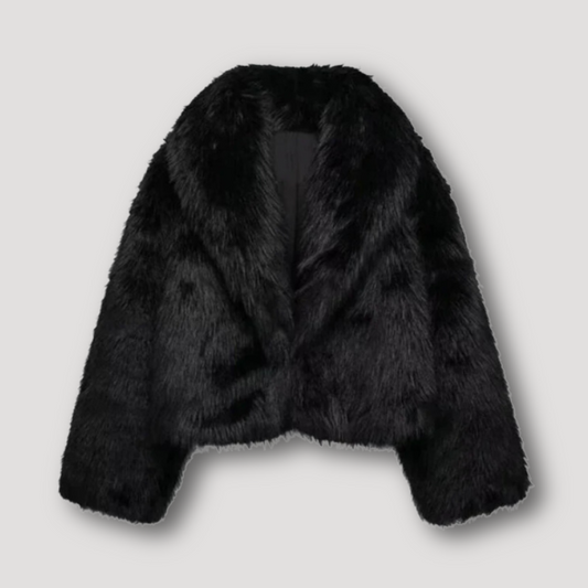 Big Lapel Open Front Women Faux Fur Coat for Winter