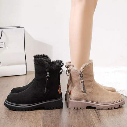 Cozy Winter Boots Side Zipper Suede Ankle Boots for Ladies