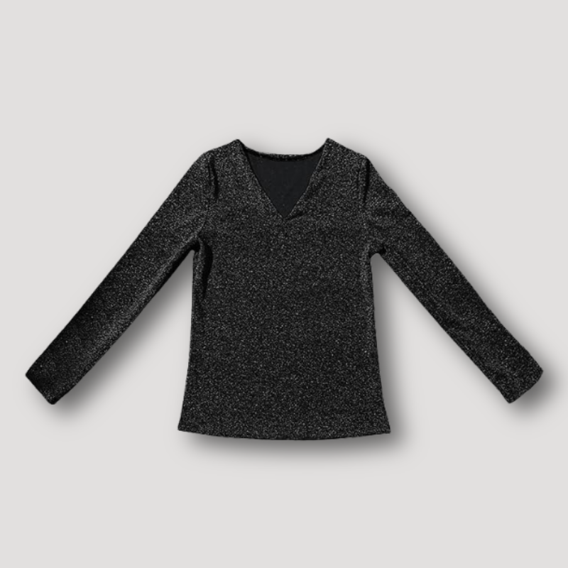 V-Neck Long Sleeve Sparkling Top Women