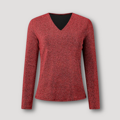 V-Neck Long Sleeve Sparkling Top Women