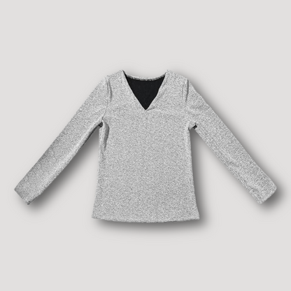 V-Neck Long Sleeve Sparkling Top Women