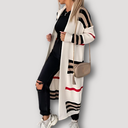 Stylish Long Sleeve Striped Long Cardigan for Women