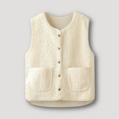 Sleeveless Buttoned Wool Cardigan for Women