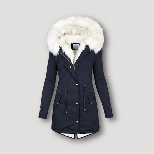 White Fur Lined Hooded Winter Coat Women Australia