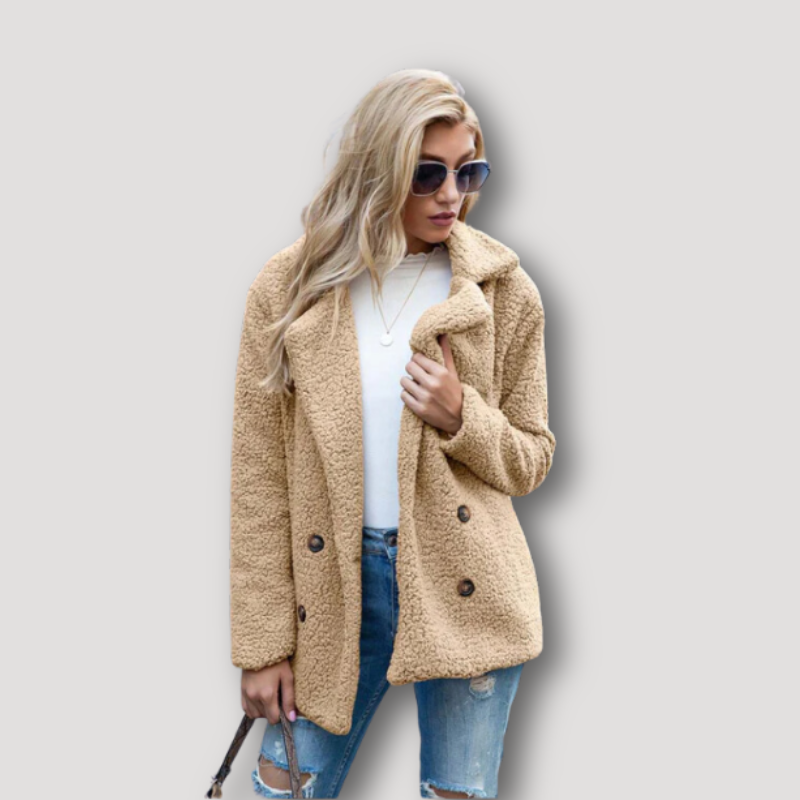 Wide Lapel Collar Women's Teddy Coat