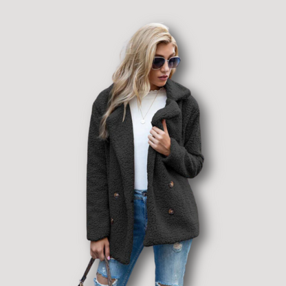 Wide Lapel Collar Women's Teddy Coat