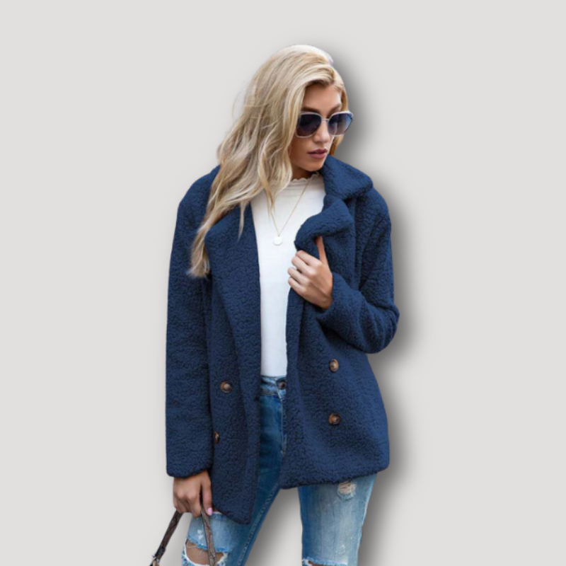 Wide Lapel Collar Women's Teddy Coat