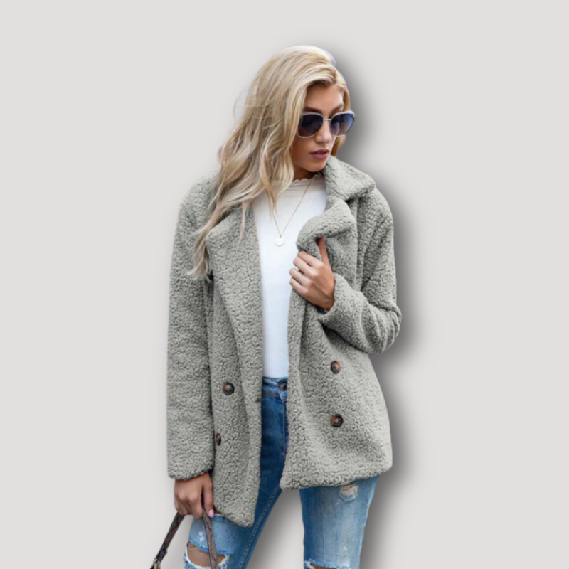 Wide Lapel Collar Women's Teddy Coat