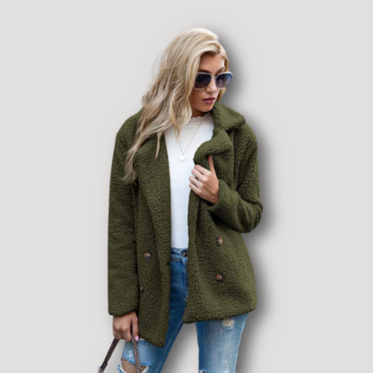 Wide Lapel Collar Women's Teddy Coat