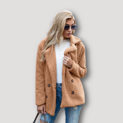 Wide Lapel Collar Women's Teddy Coat