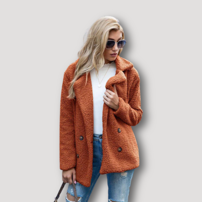 Wide Lapel Collar Women's Teddy Coat